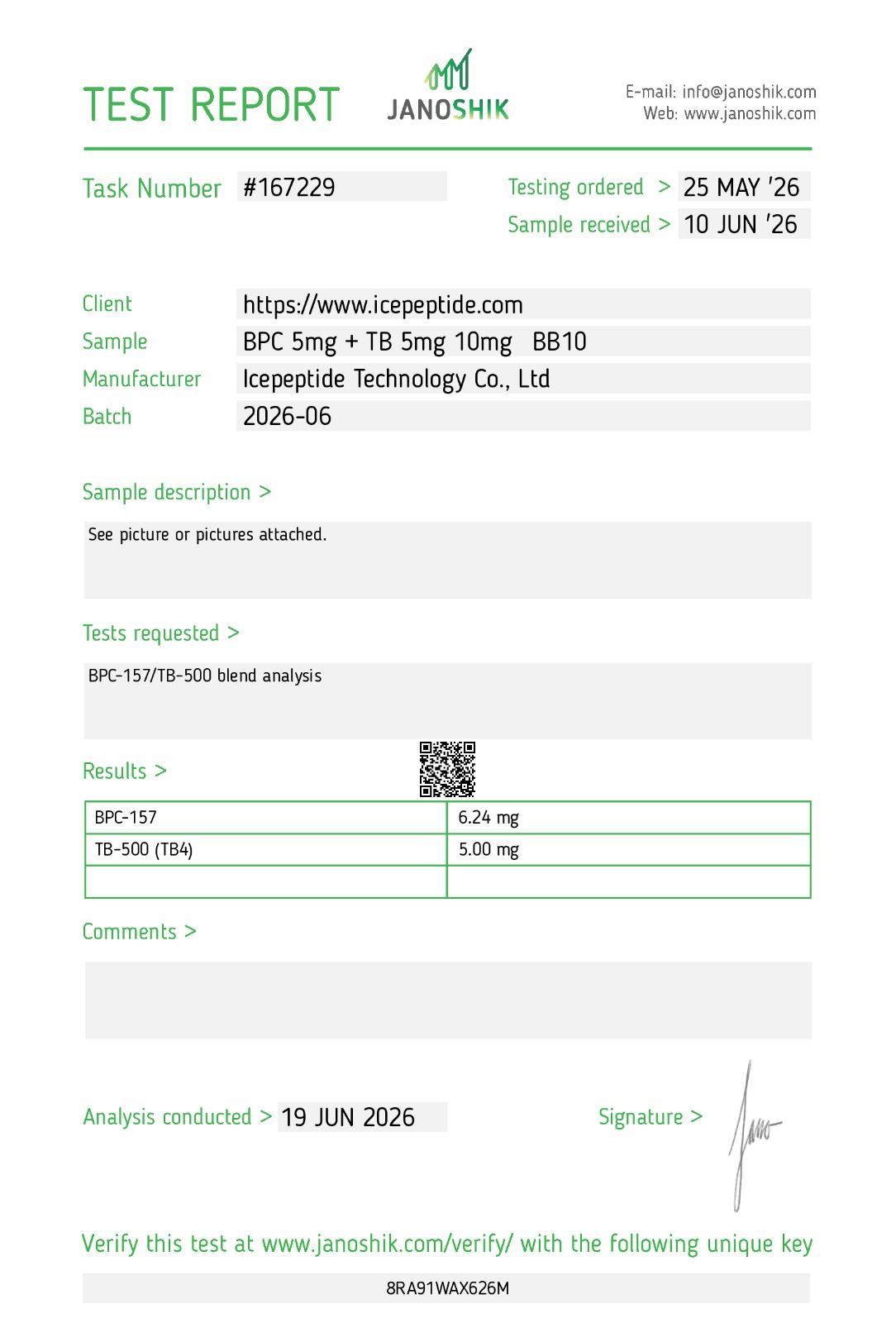 bb10-blend-bpc-157-tb-500 COA FOR CORE POWER PEPTIDES