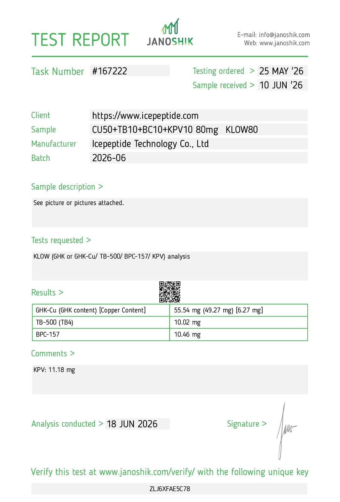 klow-80-peptide-blend-80mg COA for Core Power Peptides